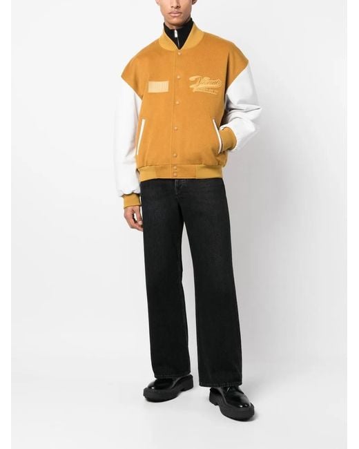 VTMNTS Orange College Varsity Bomber Jacket for men