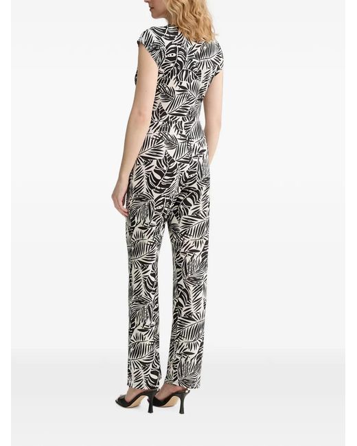 Morgan Black Leaf-Print Wrap Jumpsuit