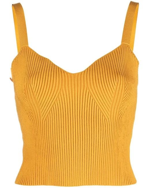 Vince Orange Ribbed-Knit Bralette Top