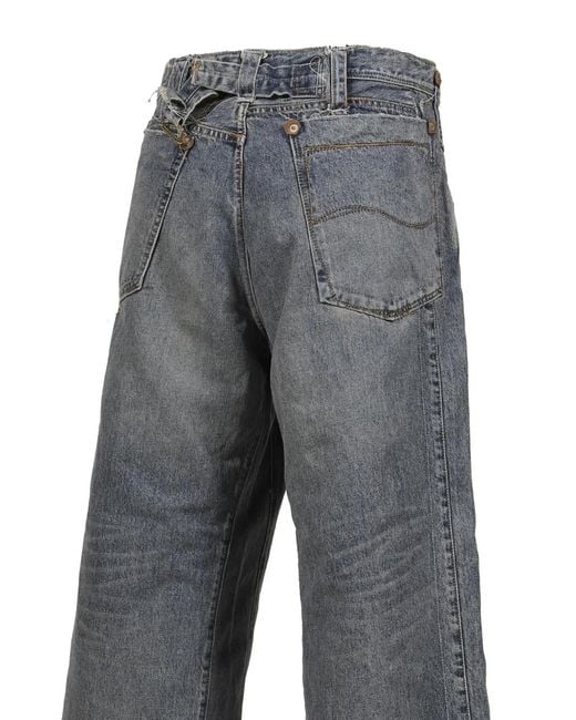 DAIRIKU Gray Reconstructed Washed-Denim Jeans for men