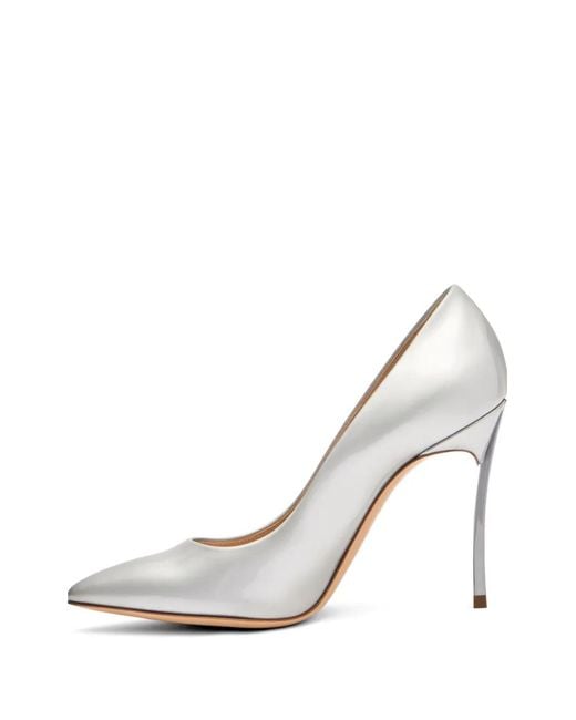 Casadei White Samurai Blade Pointed-Toe Pumps