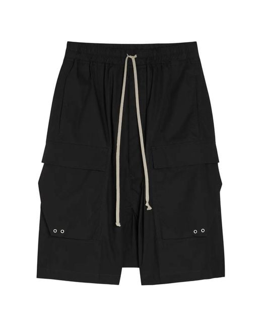 Rick Owens Black Cargo Shorts for men