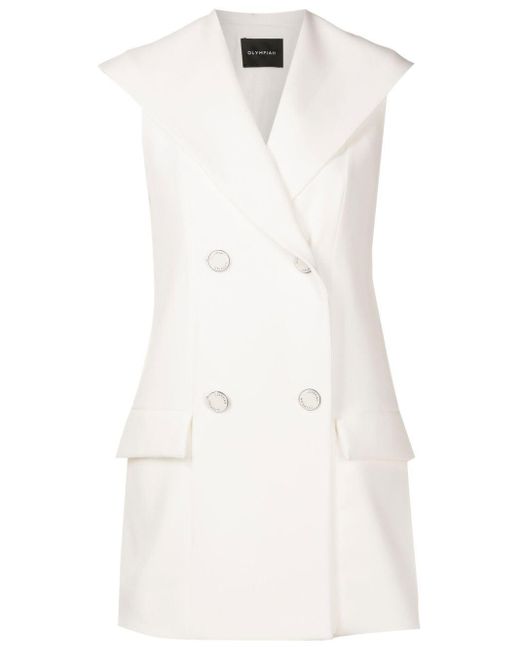 Olympiah White Double-breasted Sailor-collar Gilet