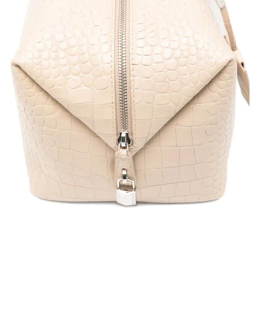 Max Mara Natural Mxaholdall Crocodile-Effect Tote Bag