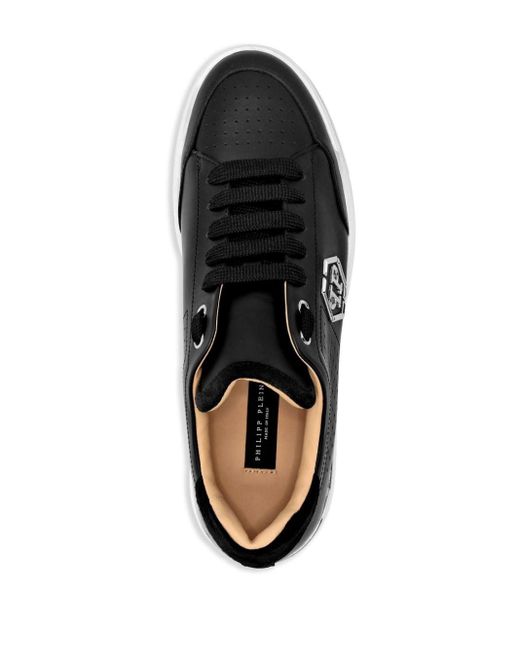 Philipp Plein Black Logo-print Leather Sneakers