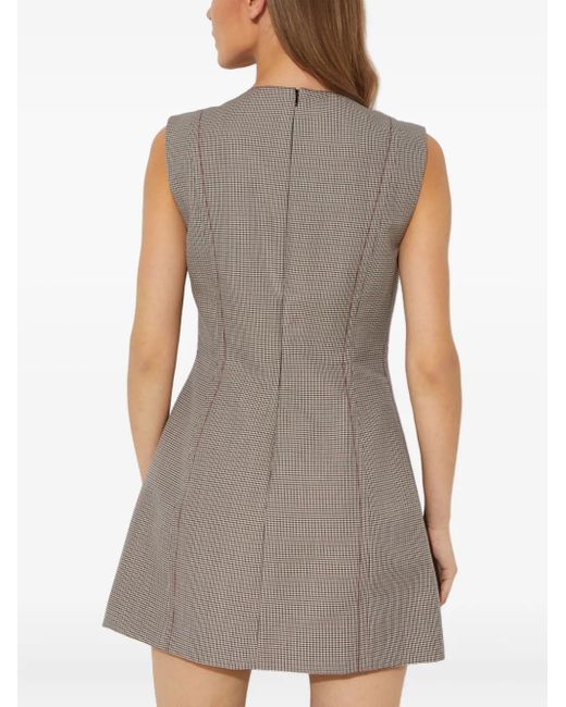 Marni Gray Houndstooth-Pattern Flared Mini Dress