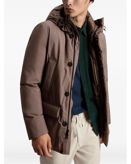 Woolrich Brown Hooded Button-Fastening Jacket for men