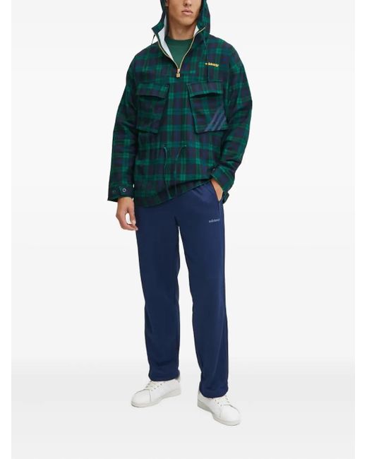 Adidas Green Plaidpattern Hooded Jacket for men