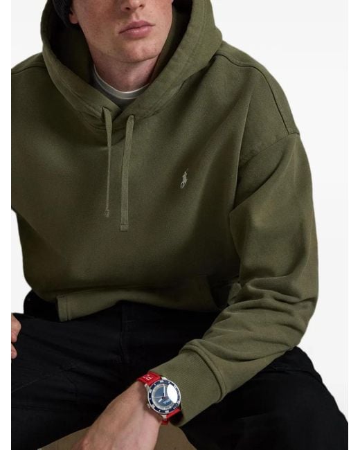 Polo Ralph Lauren Green Logo-Embroidered Pony Hoodie for men