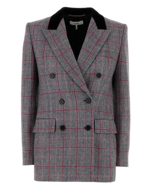 Blazer A Quadri di Chloé in Black