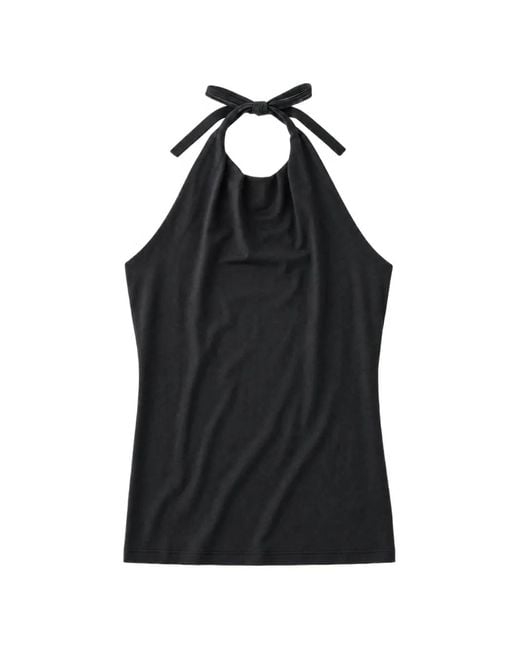 Amomento Black Halterneck Cowl-Neck Top