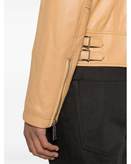 DSquared² Natural Kiodo Leather Biker Jacket for men