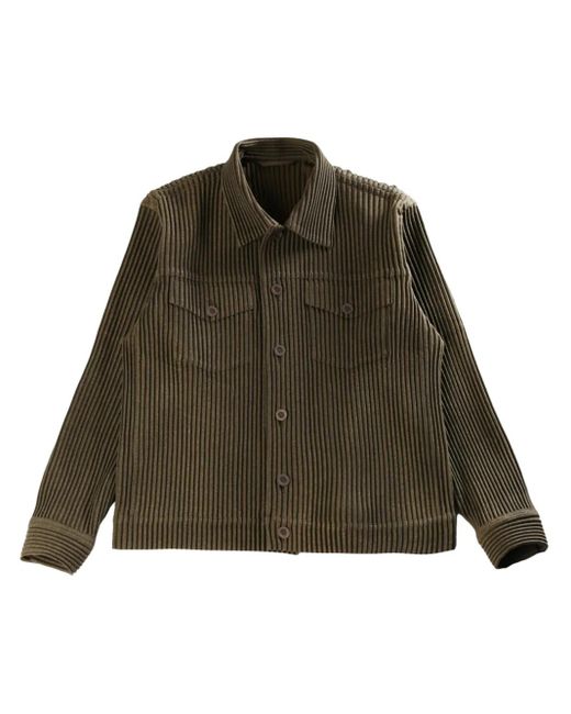 メンズ Homme Plissé Issey Miyake Wool Like Light Shirt Jacket Green