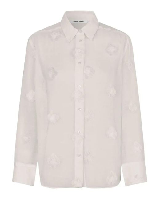 Samsøe & Samsøe White Fringed-Details Shirt