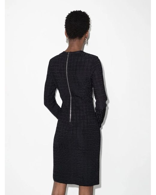 Givenchy Black 4G Jacquard Long-Sleeved Dress