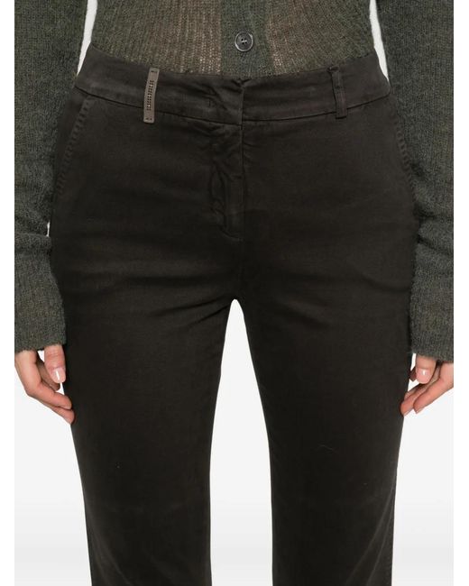 Peserico Black Logo-Detail Cotton Trousers