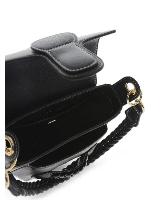 Moschino Black Braided-Detail Saddle Bag