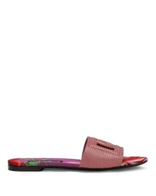 Dolce & Gabbana Dg Slippers Met Hagedissenhuid-effect in het Pink