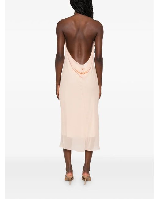 Mugler White Cowl-Neck Backless Midi Dress