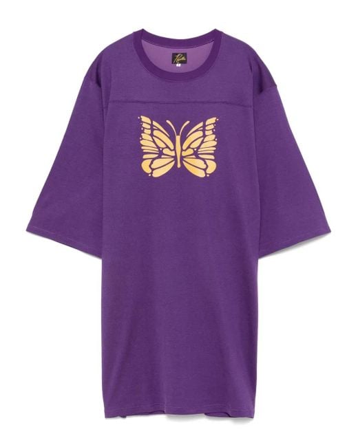 Needles Purple Butterfly-Print T-Shirt for men