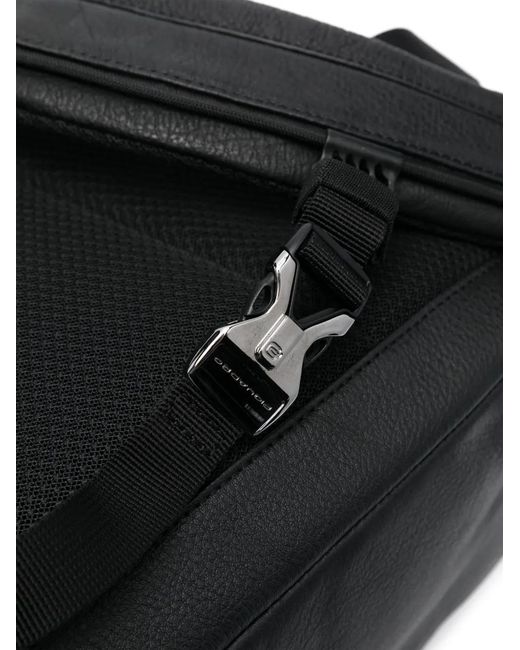 Piquadro Black Leather Top-Handle Backpack for men