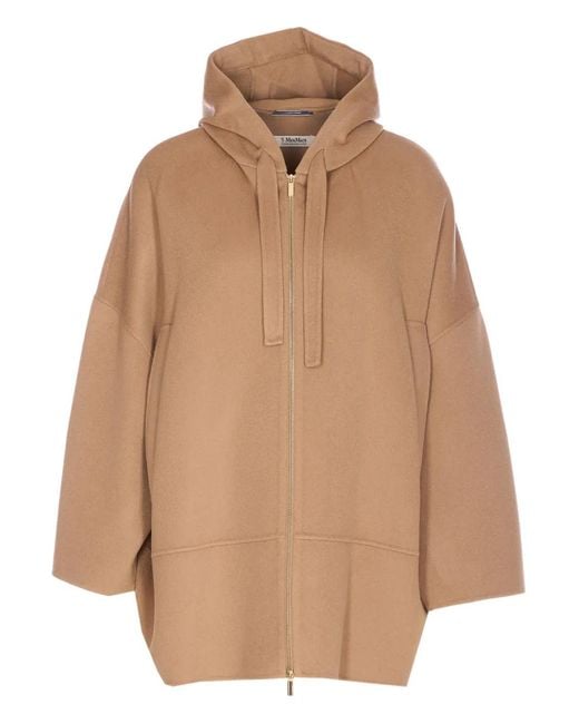 Max Mara Natural Zip-Up Hooded Coat