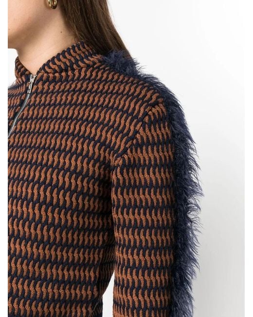 DURAZZI MILANO Brown Cropped Patterned-Jacquard Jacket