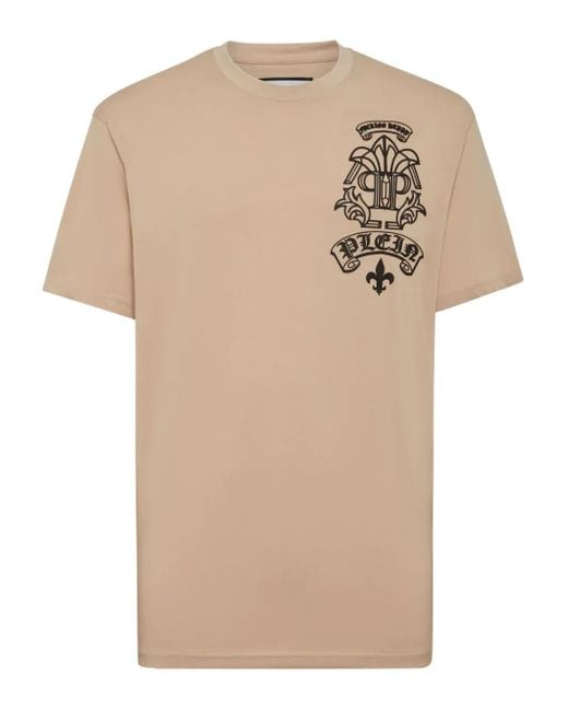 Philipp Plein Natural Logo-Appliqué T-Shirt for men