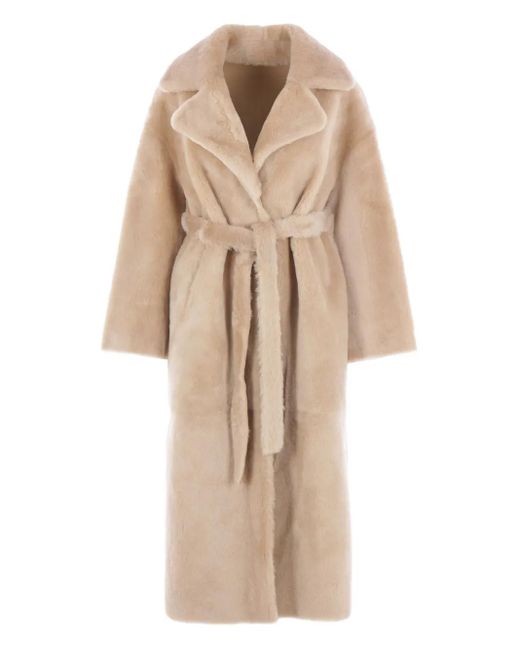 Cappotto Con Cintura di Arma in Natural