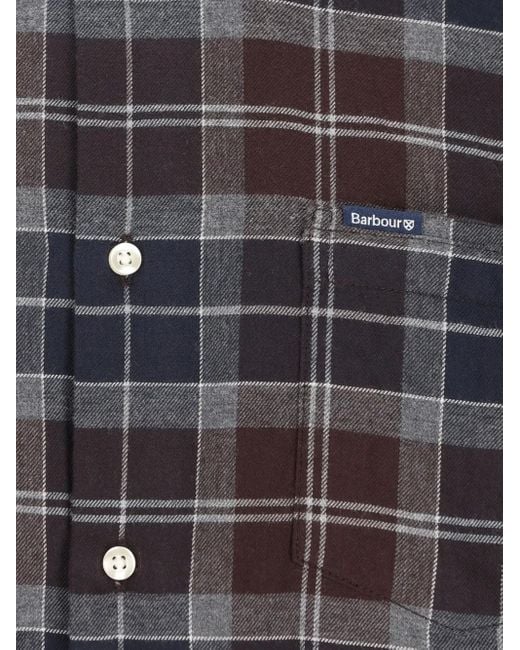 Barbour Gray Check-Pattern Cotton Shirt for men