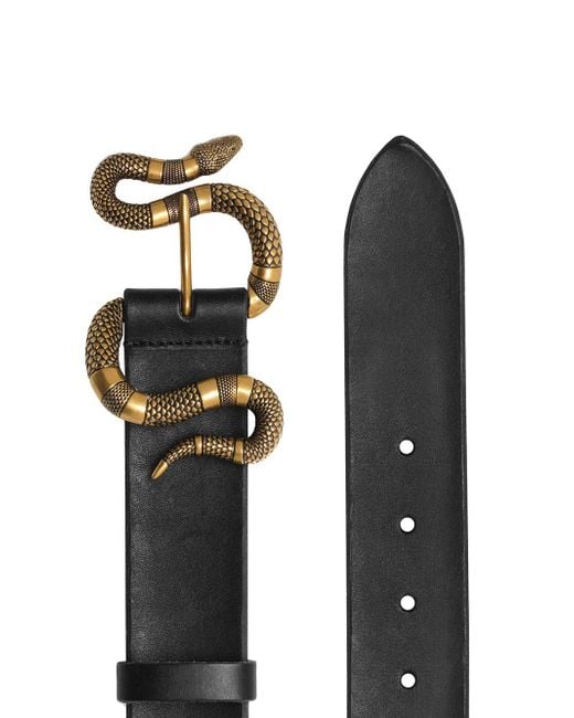 Gucci Leather Belt With Snake Buckle in Black for Men - Save 8% - Lyst