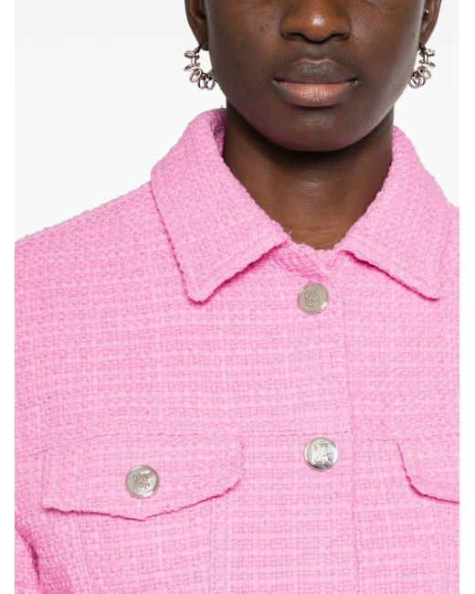 Blazer en tweed à simple boutonnage Maje en coloris Pink