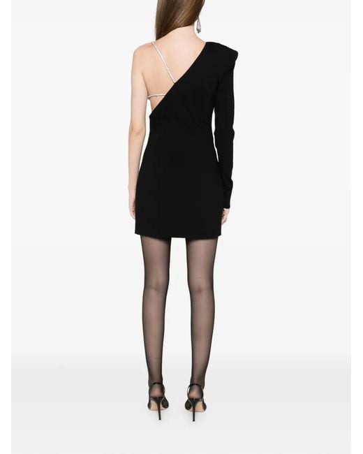 Nue Black Crystal-Embellished One-Shoulder Dress
