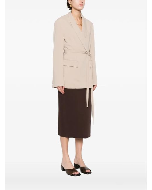 P.A.R.O.S.H. Natural Belted Double-Breasted Fitted Jacket