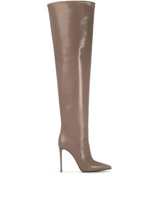 Le Silla Brown Eva 120Mm Thigh-High Leather Boots
