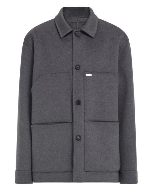 Ferragamo Hemdjacke mit Knopf-Patch in Gray für Herren
