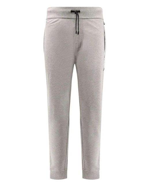 Boss Gray Stripe-Print Cotton Track Pants for men