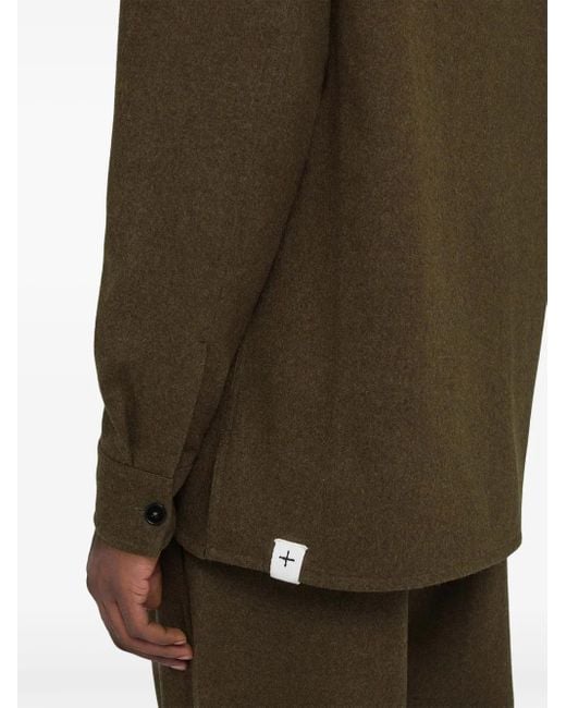 Jil Sander Green Drop-Shoulder Flannel Shirt for men