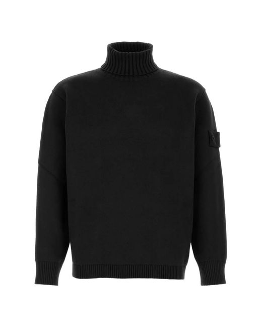 Stone Island Black Logo-Patch Roll-Neck Sweater for men