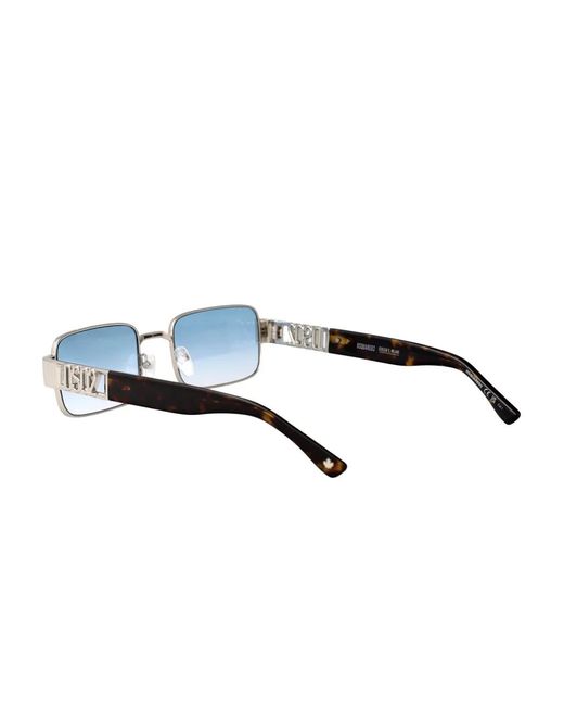 DSquared² Blue Rectangle-Frame Embellished Sunglasses for men