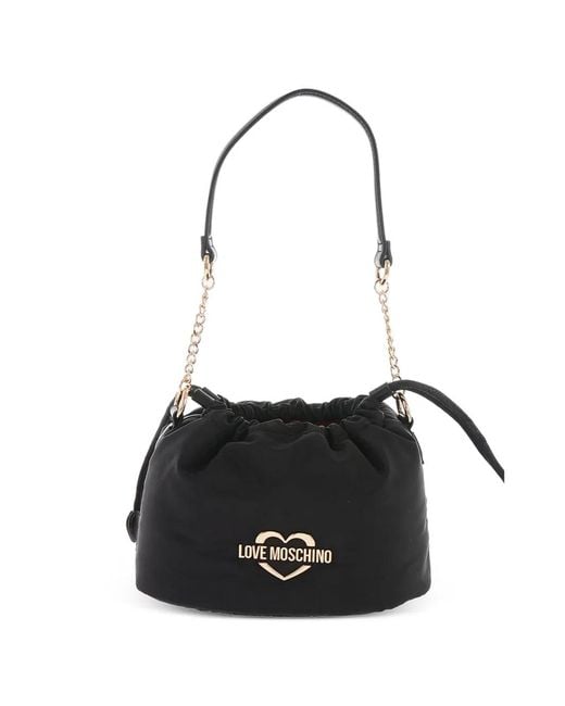 Love Moschino White Mini Logo-Plaque Bucket Bag