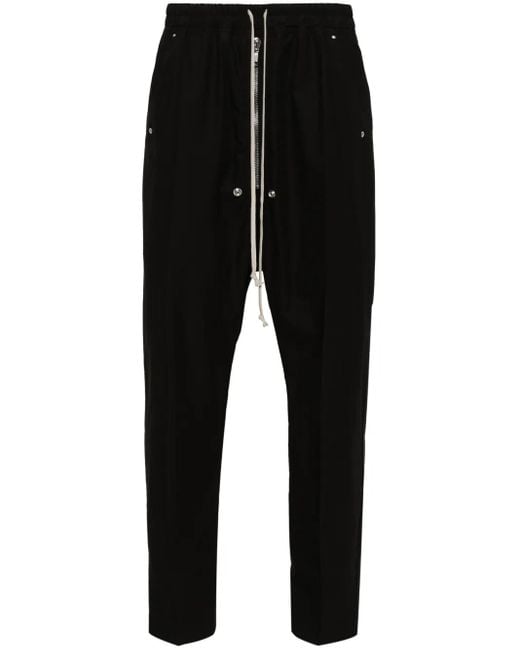 Rick Owens Black Tapered Drop-crotch Trousers for men