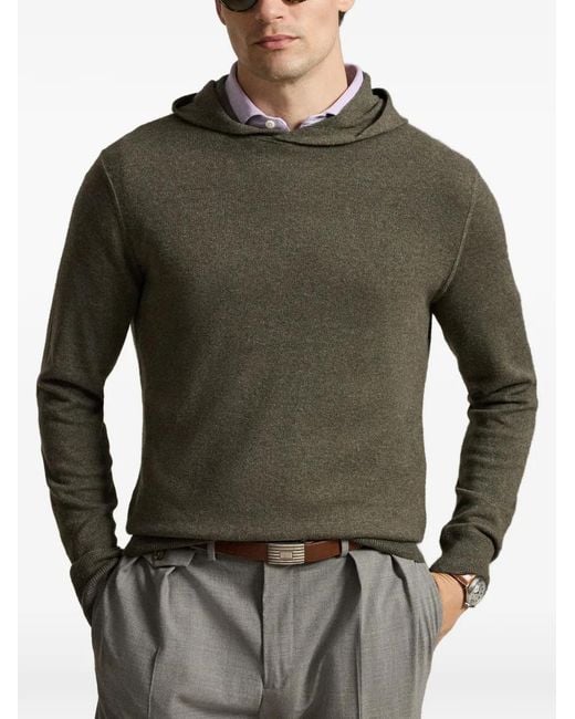 Ralph Lauren Green Cashmere Hooded Sweater for men