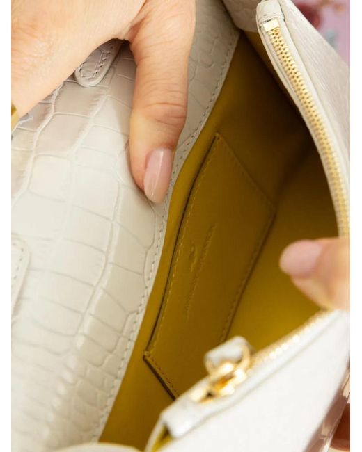 Jeffrey Levinson Natural Cari Croc-Embossed Shoulder Bag