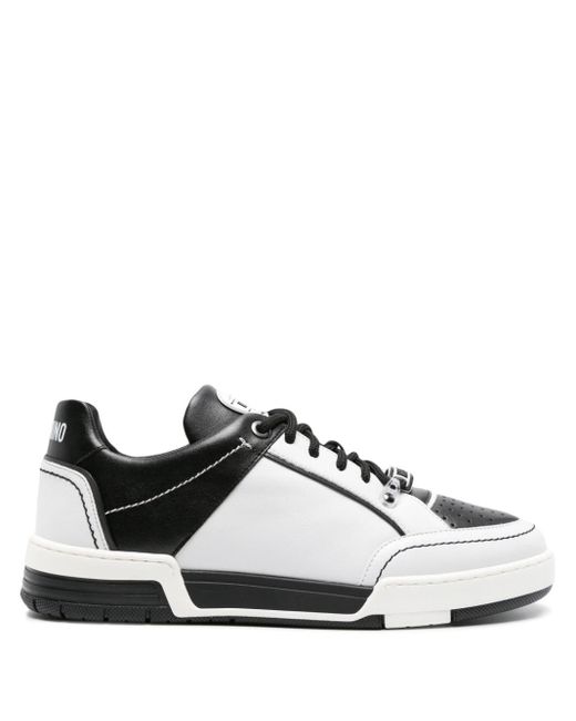 Moschino White Two-tone Leather Sneakers for men