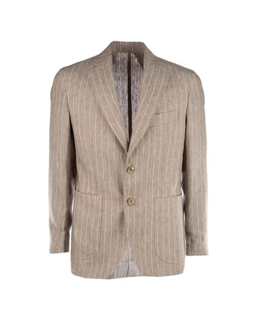 Colamarino Natural Pinstripe-Pattern Single-Breasted Suit for men