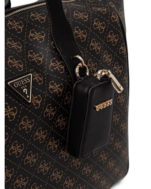 Guess Black Large Latona Monogram-Pattern Tote Bag