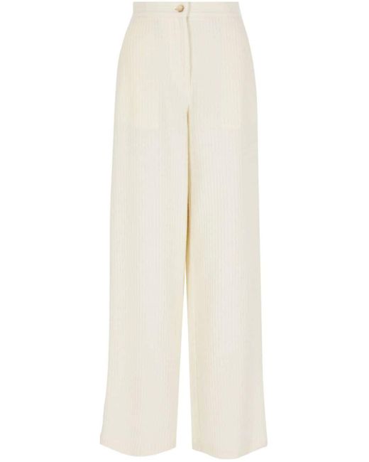 Pantalon ample à design nervuré Emporio Armani en coloris White