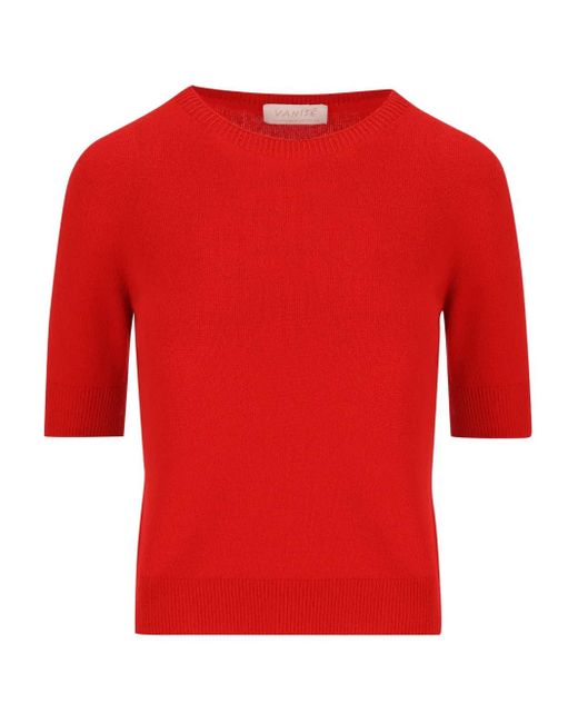 Vanisé Red Ribbed Cashmere Sweater
