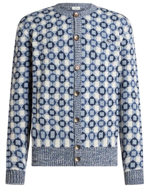 【送料&関税込】Etro Cerulean Blue Cotton Blend Cardigan Etro Cerulean Blue Cotton Blend Cardigan Etro